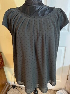 LC Lauren Conrad Olive Green Cap Sleeve Blouse